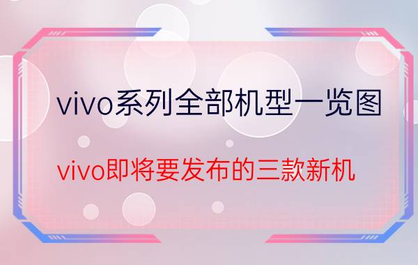 vivo系列全部机型一览图 vivo即将要发布的三款新机，有你中意的吗？